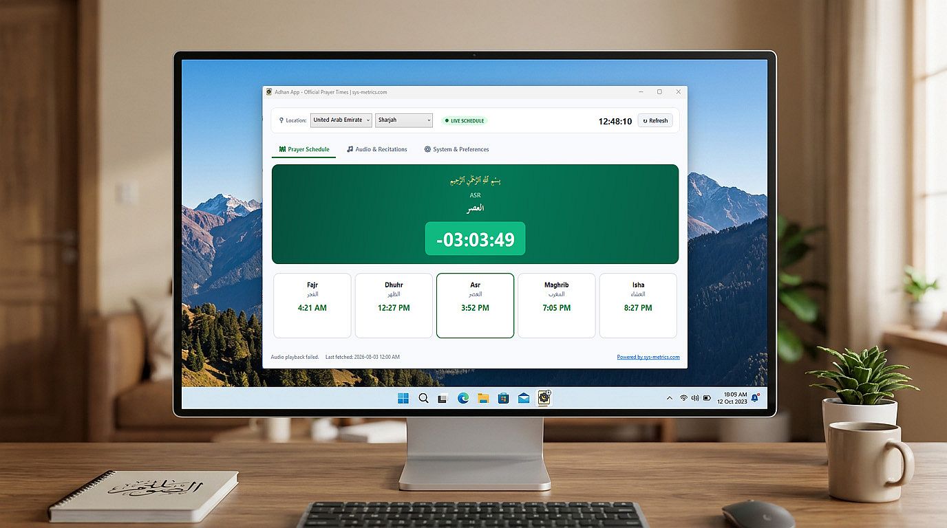 Adhan App Interface Mockup